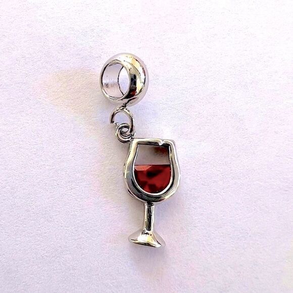 Wine Glass Pendant Charm Silver - Picture 3 of 4